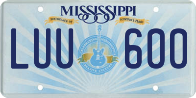 MS license plate LUU600