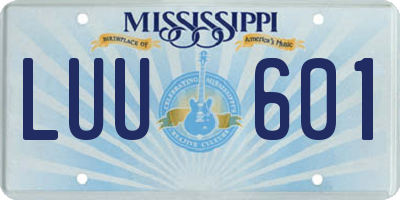 MS license plate LUU601