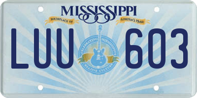 MS license plate LUU603