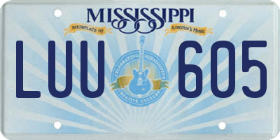 MS license plate LUU605
