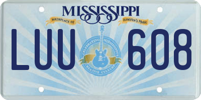 MS license plate LUU608