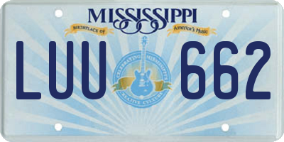 MS license plate LUU662