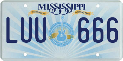 MS license plate LUU666