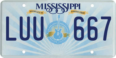 MS license plate LUU667