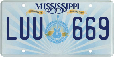 MS license plate LUU669
