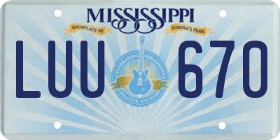 MS license plate LUU670