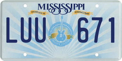 MS license plate LUU671