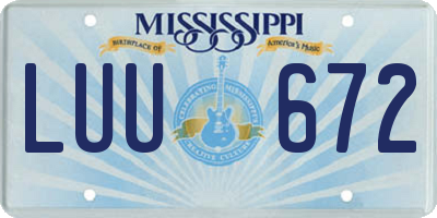 MS license plate LUU672