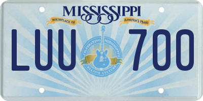 MS license plate LUU700