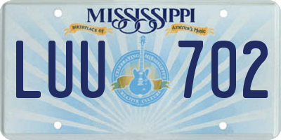 MS license plate LUU702