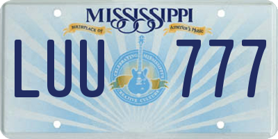 MS license plate LUU777