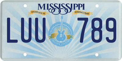 MS license plate LUU789