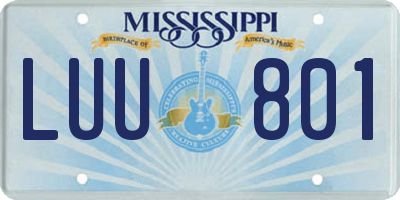 MS license plate LUU801