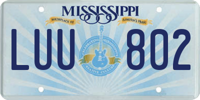 MS license plate LUU802