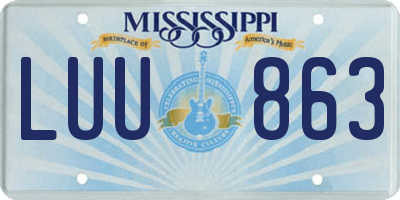MS license plate LUU863