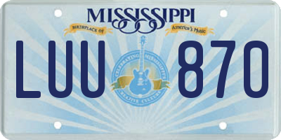 MS license plate LUU870