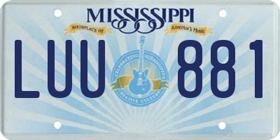MS license plate LUU881