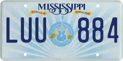 MS license plate LUU884