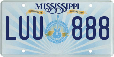 MS license plate LUU888