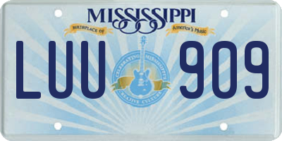 MS license plate LUU909