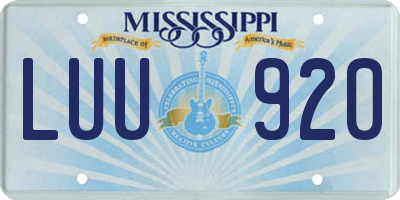 MS license plate LUU920