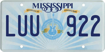 MS license plate LUU922