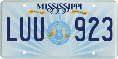 MS license plate LUU923