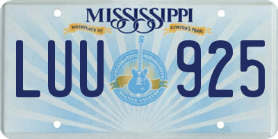 MS license plate LUU925