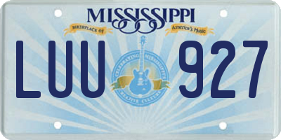 MS license plate LUU927