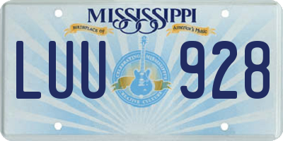 MS license plate LUU928