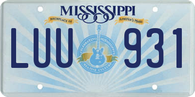 MS license plate LUU931