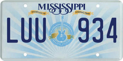 MS license plate LUU934