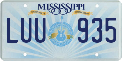 MS license plate LUU935