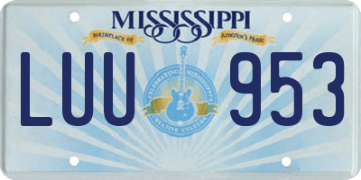 MS license plate LUU953
