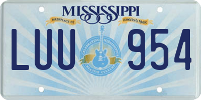 MS license plate LUU954