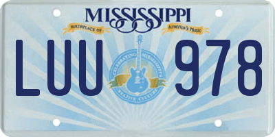MS license plate LUU978