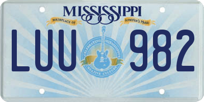 MS license plate LUU982