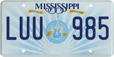 MS license plate LUU985
