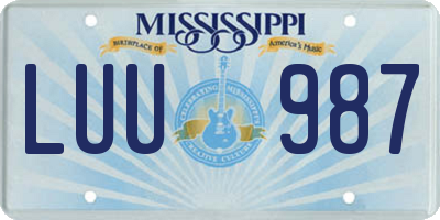 MS license plate LUU987