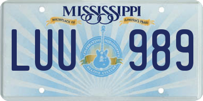 MS license plate LUU989