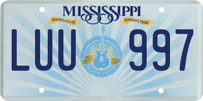 MS license plate LUU997