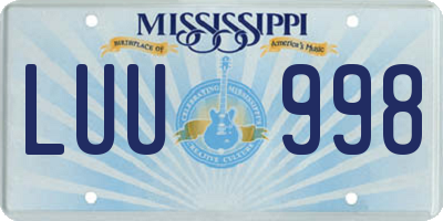 MS license plate LUU998