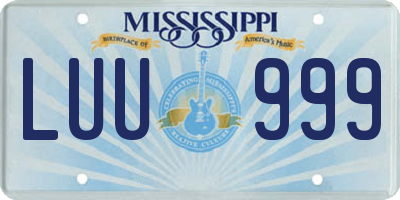 MS license plate LUU999