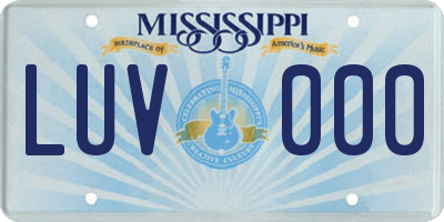 MS license plate LUV000