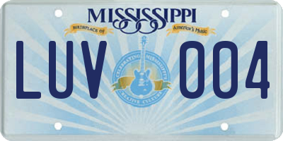 MS license plate LUV004