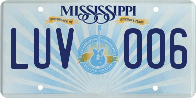 MS license plate LUV006