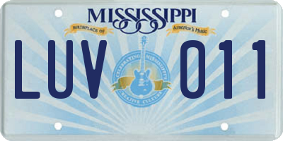 MS license plate LUV011