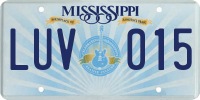 MS license plate LUV015