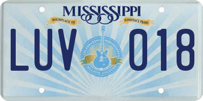 MS license plate LUV018