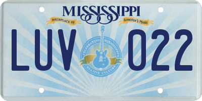 MS license plate LUV022